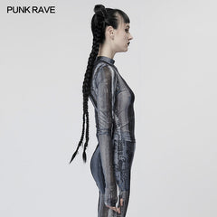 WT-755TCF The Post-apocalyptic Techwear Tight Mesh T-shirt?-??Punk Rave Clothing