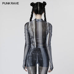 WT-755TCF The Post-apocalyptic Techwear Tight Mesh T-shirt?-??Punk Rave Clothing