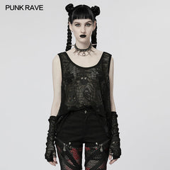 WT-759DQF PUNK Skull Tank Top?-??Punk Rave Clothing