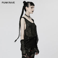 WT-759DQF PUNK Skull Tank Top?-??Punk Rave Clothing