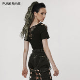 WT-764TCF Punk woven T-shirt?-??Punk Rave Clothing