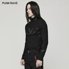 WT-772TCM Punk daily stand collar T-shirt?-??Punk Rave Clothing