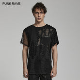 WT-773TDM Punk ripped mest T-shirt?-??Punk Rave Clothing