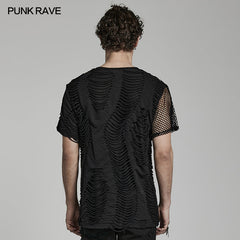 WT-773TDM Punk ripped mest T-shirt?-??Punk Rave Clothing