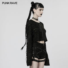 WT-776TCF Goth Splicing Long Sleeves T-shirt?-??Punk Rave Clothing