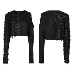 WT-776TCF Goth Splicing Long Sleeves T-shirt?-??Punk Rave Clothing