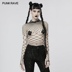WT-782TCF Punk one-piece mesh T-shirt?-??Punk Rave Clothing