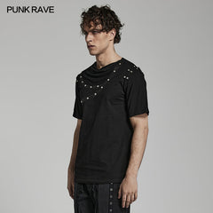 WT-792TDM Punk daily drop collar T-shirt?-??Punk Rave Clothing