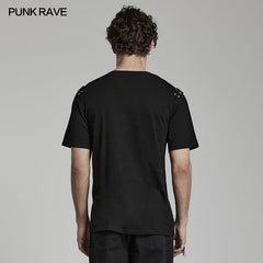 WT-792TDM Punk daily drop collar T-shirt?-??Punk Rave Clothing