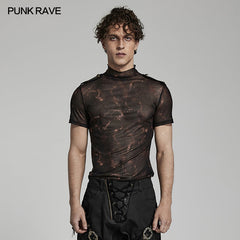WT-802DQM Doomsday printed mesh T-shirt?-??Punk Rave Clothing