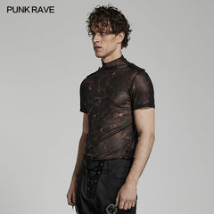 WT-802DQM Doomsday printed mesh T-shirt?-??Punk Rave Clothing