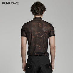 WT-802DQM Doomsday printed mesh T-shirt?-??Punk Rave Clothing