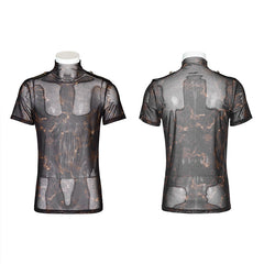 WT-802DQM Doomsday printed mesh T-shirt?-??Punk Rave Clothing