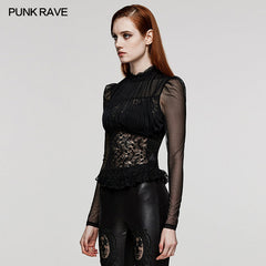 WT-807TCF Goth bubble embroidery lace shirt?-??Punk Rave Clothing