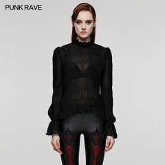 WT-816TCF Goth chiffon delicate lace Shirt?-??Punk Rave Clothing