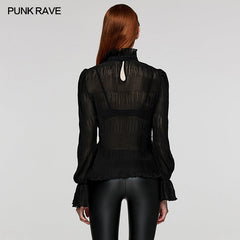 WT-816TCF Goth chiffon delicate lace Shirt?-??Punk Rave Clothing