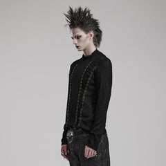 WT-826TCM Edgy black Lace Eyelet Gothic Shirt Long Sleeve?-??Punk Rave Clothing