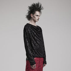 WT-827TCM Gothic Lace Drape T-Shirt Long Sleeve black Pullover?-??Punk Rave Clothing