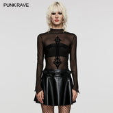 WT-828TCF Goth stand collar Sexy T-Shirt?-??Punk Rave Clothing