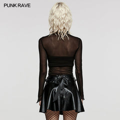 WT-828TCF Goth stand collar Sexy T-Shirt?-??Punk Rave Clothing