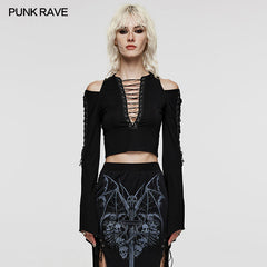 WT-829TCF Goth Sexy deep V T-Shirt?-??Punk Rave Clothing