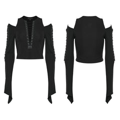 WT-829TCF Goth Sexy deep V T-Shirt?-??Punk Rave Clothing