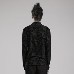 WT-830TCM Gothic T-Shirts Black Velvet Patterned Long Sleeve Top