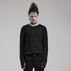 WT-831TCM Mens Gothic Lace Textured Long Sleeve T-Shirt?-??Punk Rave Clothing