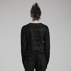 WT-831TCM Mens Gothic Lace Textured Long Sleeve T-Shirt?-??Punk Rave Clothing