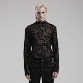 WT-834TCM Gothic Sheer Floral Mesh Long Sleeve T-Shirt?-??Punk Rave Clothing