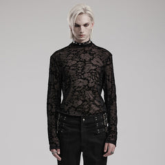 WT-834TCM Gothic Sheer Floral Mesh Long Sleeve T-Shirt?-??Punk Rave Clothing