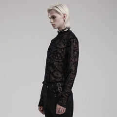 WT-834TCM Gothic Sheer Floral Mesh Long Sleeve T-Shirt?-??Punk Rave Clothing