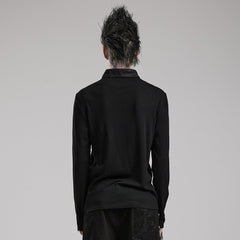 WT-836TCM Edgy Lace-Up black Long Sleeve Punk T-Shirt?-??Punk Rave Clothing