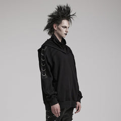 WT-844WYM Gothic Hooded Punk Sweater with Ring Accents?-??Punk Rave Clothing