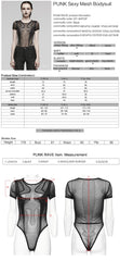 WT-845TDF Edgy black Mesh Bodysuit Rivet Detail Punk Accessories?-??Punk Rave Clothing