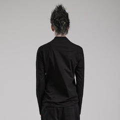 WT-851TCM black Leather Studded Accent Punk T-Shirts Long Sleeve?-??Punk Rave Clothing