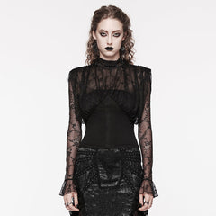 WT-854TCF Victorian Lace Gothic Shirt Sheer Ruffled Long Sleeves?-??Punk Rave Clothing