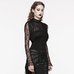 WT-854TCF Victorian Lace Gothic Shirt Sheer Ruffled Long Sleeves?-??Punk Rave Clothing