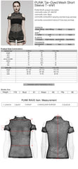 WT-865TDF Gothic Mesh Punk T-Shirt with Cold Shoulder Cutouts?-??Punk Rave Clothing