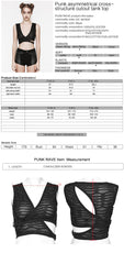 WT-867BXF Asymmetrical Punk Cutout Mesh Tank Top Edgy Fashion?-??Punk Rave Clothing