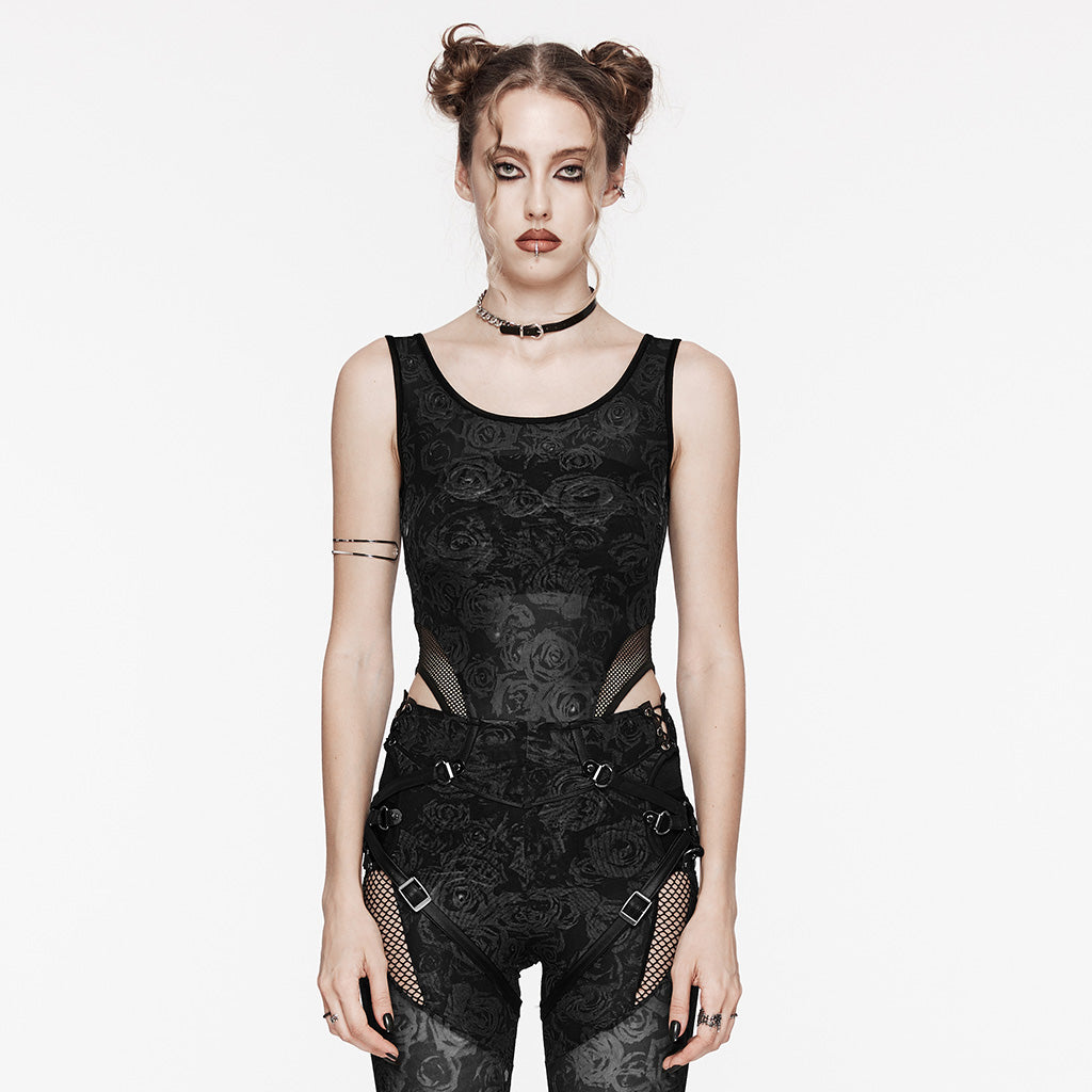 WT-871DQF Gothic Mesh See-Through black Lace Bodysuit Punk Accessories?-??Punk Rave Clothing