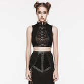 WT-883BXF Gothic Lace-Up Punk Vest with Stand Collar Design?-??Punk Rave Clothing