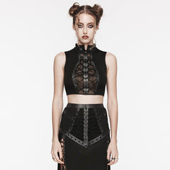 WT-883BXF Gothic Lace-Up Punk Vest with Stand Collar Design?-??Punk Rave Clothing