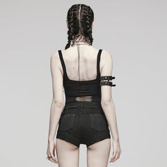 WT-884BXF Edgy black Cutout Tank Top Punk Shirts Statement Style?-??Punk Rave Clothing