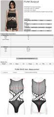 WT-885BXF Edgy Mesh Cutout Bodysuit Punk Accessories black Stretch Fabric?-??Punk Rave Clothing