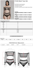 WT-886TCF Edgy Fishnet Off-Shoulder Long Sleeve Punk Shirt Set?-??Punk Rave Clothing