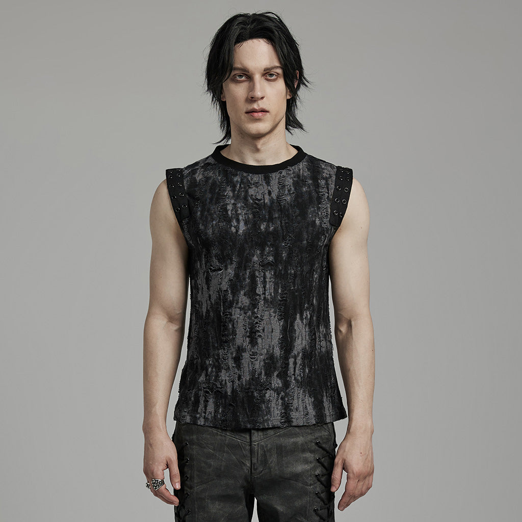 WT-887BXM Mens Gothic Grunge Sleeveless Distressed Tank Top?-??Punk Rave Clothing