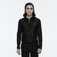 WT-890TCM Mens Gothic High Collar Lace Pattern T-Shirt?-??Punk Rave Clothing
