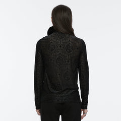 WT-890TCM Mens Gothic High Collar Lace Pattern T-Shirt?-??Punk Rave Clothing