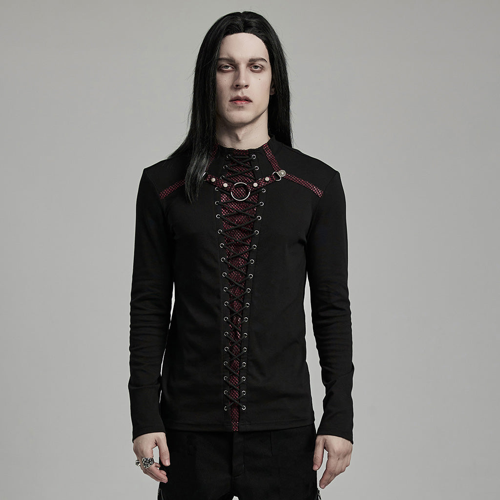 WT-896TCM Gothic Lace-Up Long Sleeve Punk T-Shirts for Men?-??Punk Rave Clothing